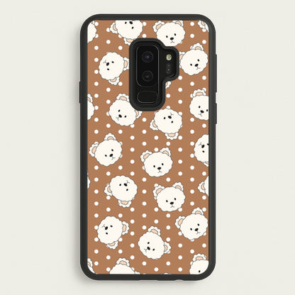 Cream Teddy Bears And Dots Pattern 2  - Clean Girl Aesthetic Phone Case for Galaxy S9 Plus