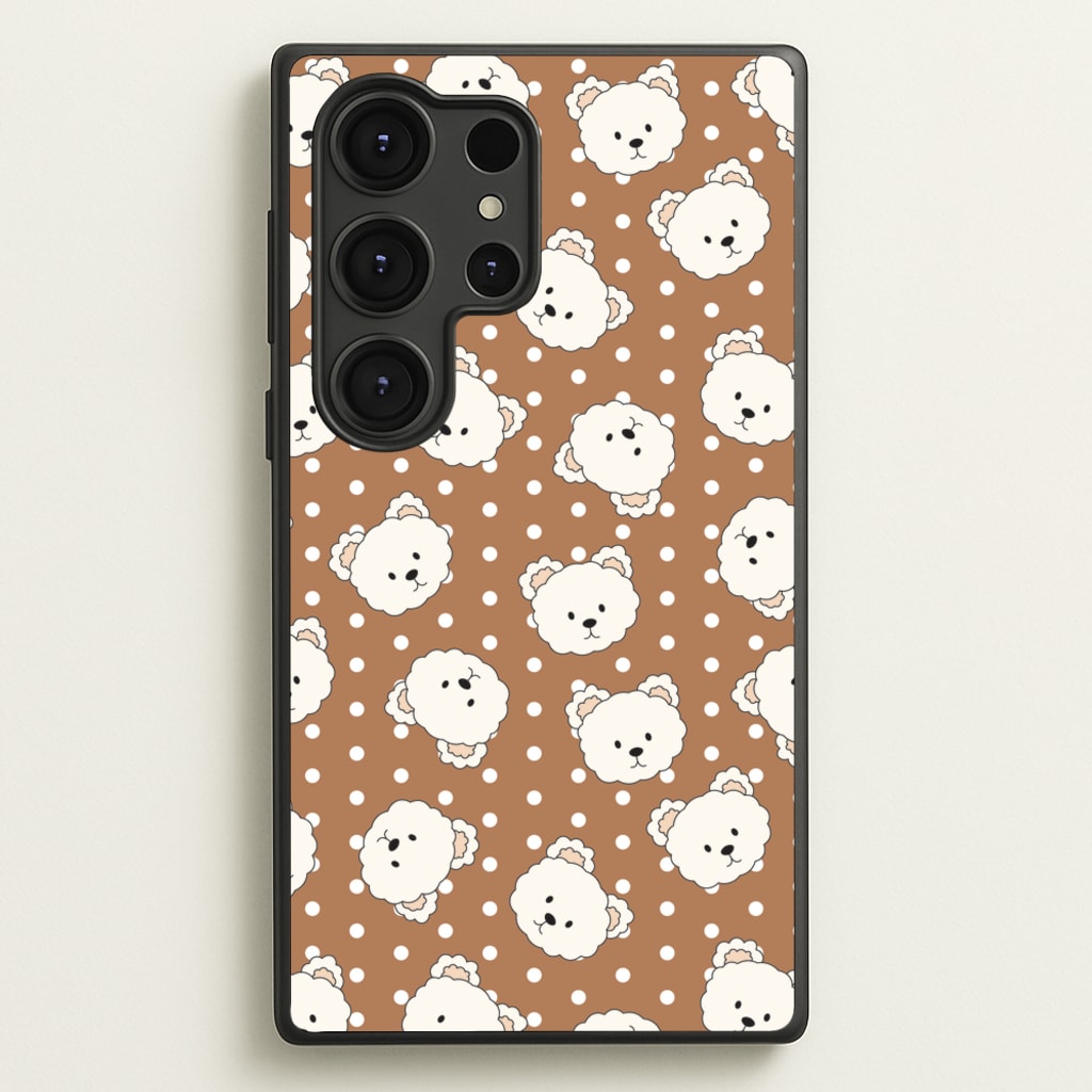 Cream Teddy Bears And Dots Pattern 2  - Clean Girl Aesthetic Phone Case for Galaxy S25 Ultra