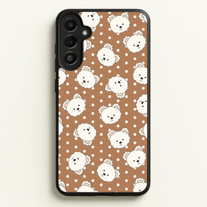 Cream Teddy Bears And Dots Pattern 2  - Clean Girl Aesthetic Phone Case for Galaxy A36