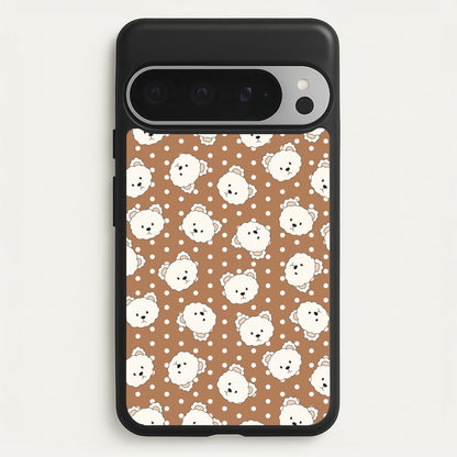 Cream Teddy Bears And Dots Pattern 2  - Clean Girl Aesthetic Phone Case for Google Pixel 9 Pro XL