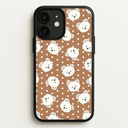 Cream Teddy Bears And Dots Pattern 2  - Clean Girl Aesthetic Phone Case for iPhone 11