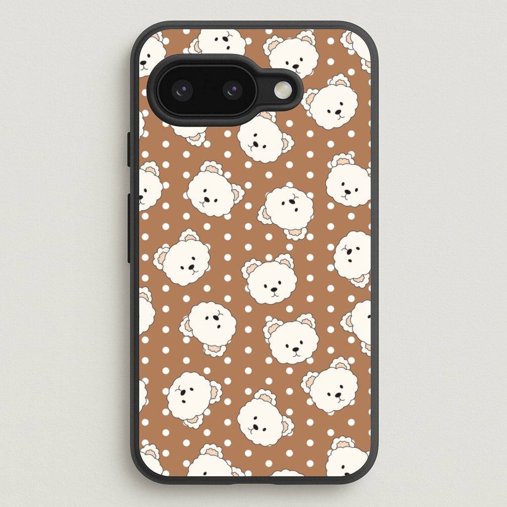 Cream Teddy Bears And Dots Pattern 2  - Clean Girl Aesthetic Phone Case for Google Pixel 9a