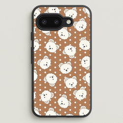 Cream Teddy Bears And Dots Pattern 2  - Clean Girl Aesthetic Phone Case for Google Pixel 9a