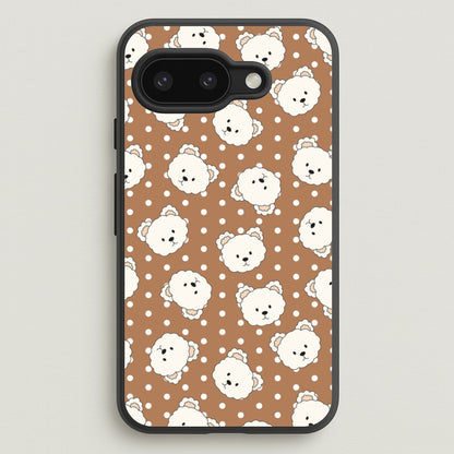 Cream Teddy Bears And Dots Pattern 2  - Clean Girl Aesthetic Phone Case for Google Pixel 9a