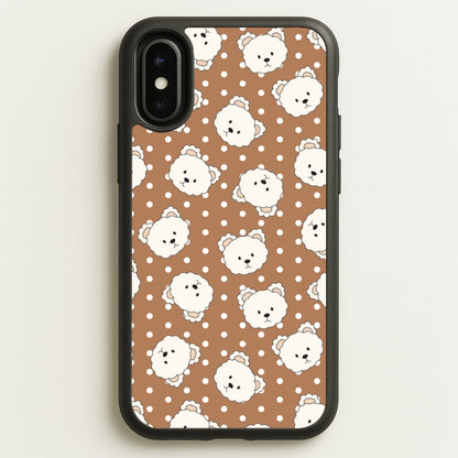 Cream Teddy Bears And Dots Pattern 2  - Clean Girl Aesthetic Phone Case for iPhone X / XS