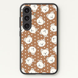 Cream Teddy Bears And Dots Pattern 2  - Clean Girl Aesthetic Phone Case for Galaxy S25 Plus
