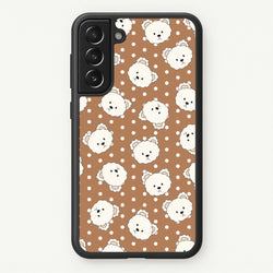 Cream Teddy Bears And Dots Pattern 2  - Clean Girl Aesthetic Phone Case for Galaxy S21