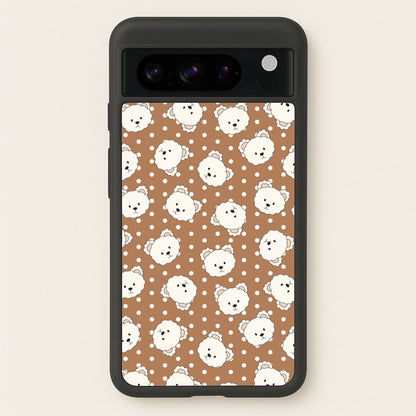 Cream Teddy Bears And Dots Pattern 2  - Clean Girl Aesthetic Phone Case for Google Pixel 8 Pro