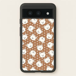 Cream Teddy Bears And Dots Pattern 2  - Clean Girl Aesthetic Phone Case for Google Pixel 8a