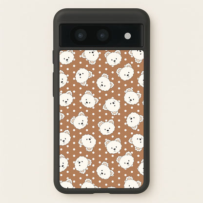 Cream Teddy Bears And Dots Pattern 2  - Clean Girl Aesthetic Phone Case for Google Pixel 8a