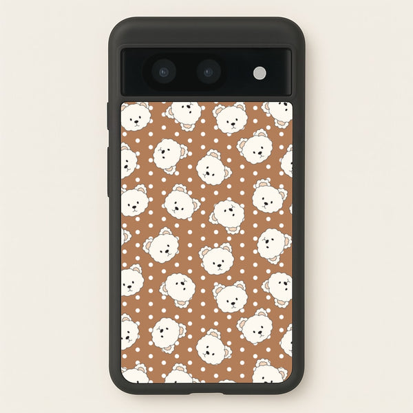 Cream Teddy Bears And Dots Pattern 2  - Clean Girl Aesthetic Phone Case for Google Pixel 8a