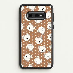 Cream Teddy Bears And Dots Pattern 2  - Clean Girl Aesthetic Phone Case for Galaxy S10e