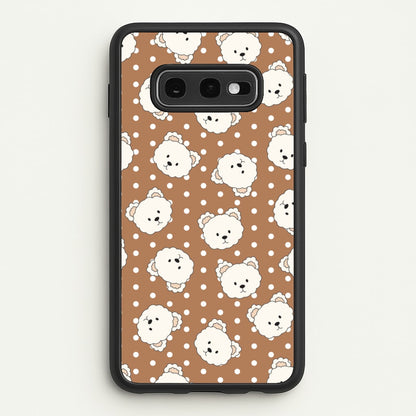 Cream Teddy Bears And Dots Pattern 2  - Clean Girl Aesthetic Phone Case for Galaxy S10e
