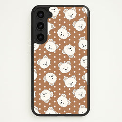 Cream Teddy Bears And Dots Pattern 2  - Clean Girl Aesthetic Phone Case for Galaxy S23