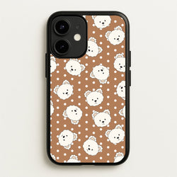 Cream Teddy Bears And Dots Pattern 2  - Clean Girl Aesthetic Phone Case for iPhone 12 / 12 Pro