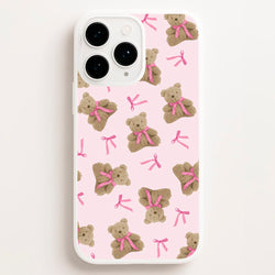 Coquette Teddy Bears And Bows Pattern  - Clean Girl Aesthetic Phone Case for iPhone 16 Pro Max
