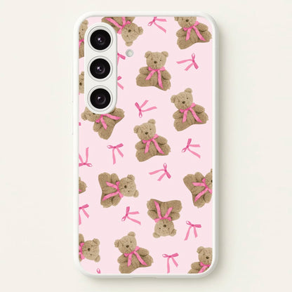 Coquette Teddy Bears And Bows Pattern  - Clean Girl Aesthetic Phone Case for Galaxy S25 Plus
