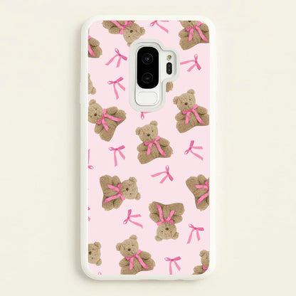 Coquette Teddy Bears And Bows Pattern  - Clean Girl Aesthetic Phone Case for Galaxy S9 Plus