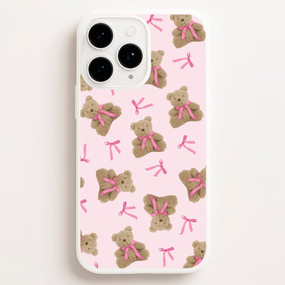 Coquette Teddy Bears And Bows Pattern  - Clean Girl Aesthetic Phone Case for iPhone 11 Pro