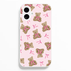 Coquette Teddy Bears And Bows Pattern  - Clean Girl Aesthetic Phone Case for iPhone 16 Plus