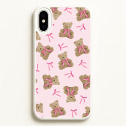 Coquette Teddy Bears And Bows Pattern  - Clean Girl Aesthetic Phone Case for iPhone XS Max