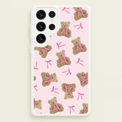 Coquette Teddy Bears And Bows Pattern  - Clean Girl Aesthetic Phone Case for Galaxy S22 Ultra