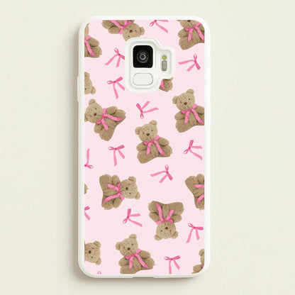 Coquette Teddy Bears And Bows Pattern  - Clean Girl Aesthetic Phone Case for Galaxy S9