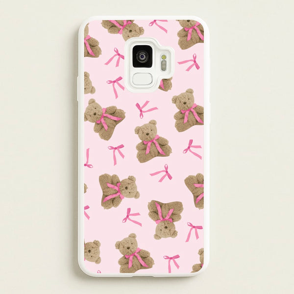 Coquette Teddy Bears And Bows Pattern  - Clean Girl Aesthetic Phone Case for Galaxy S9