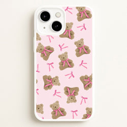 Coquette Teddy Bears And Bows Pattern  - Clean Girl Aesthetic Phone Case for iPhone 13