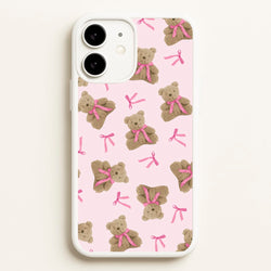 Coquette Teddy Bears And Bows Pattern  - Clean Girl Aesthetic Phone Case for iPhone 11