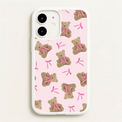 Coquette Teddy Bears And Bows Pattern  - Clean Girl Aesthetic Phone Case for iPhone 12 / 12 Pro