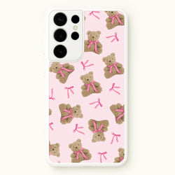 Coquette Teddy Bears And Bows Pattern  - Clean Girl Aesthetic Phone Case for Galaxy S21 Ultra