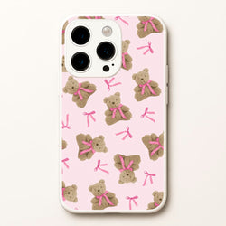 Coquette Teddy Bears And Bows Pattern  - Clean Girl Aesthetic Phone Case for iPhone 15 Pro