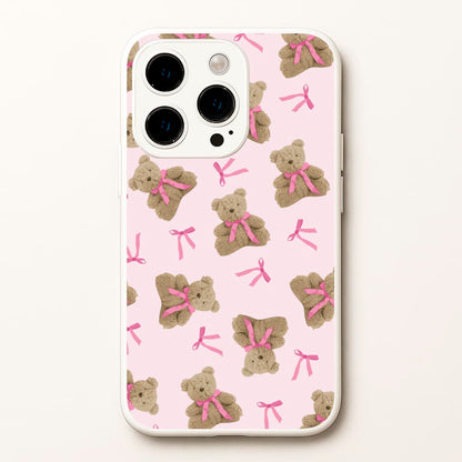 Coquette Teddy Bears And Bows Pattern  - Clean Girl Aesthetic Phone Case for iPhone 15 Pro