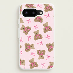 Coquette Teddy Bears And Bows Pattern  - Clean Girl Aesthetic Phone Case for Google Pixel 9a