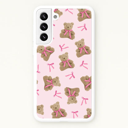 Coquette Teddy Bears And Bows Pattern  - Clean Girl Aesthetic Phone Case for Galaxy S22