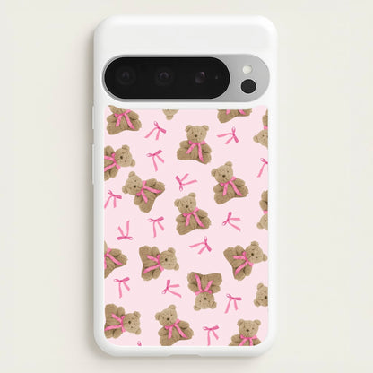 Coquette Teddy Bears And Bows Pattern  - Clean Girl Aesthetic Phone Case for Google Pixel 9 Pro XL