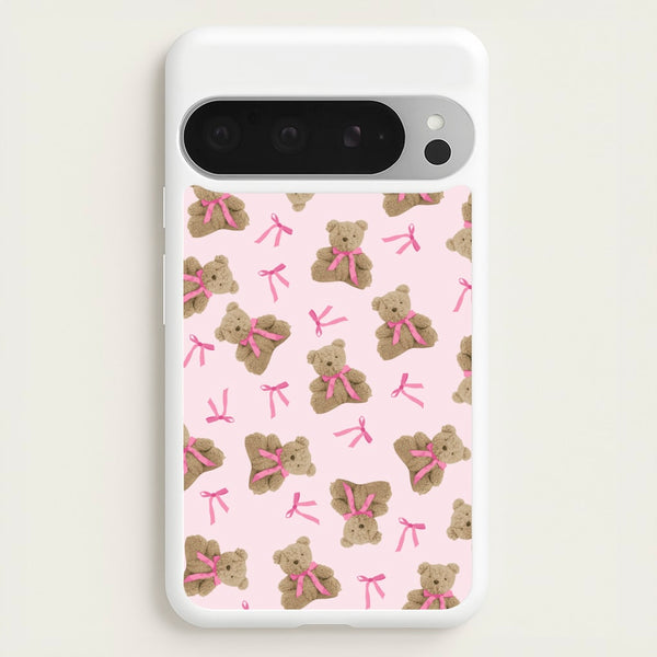 Coquette Teddy Bears And Bows Pattern  - Clean Girl Aesthetic Phone Case for Google Pixel 9 Pro XL