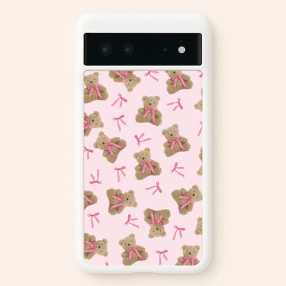 Coquette Teddy Bears And Bows Pattern  - Clean Girl Aesthetic Phone Case for Google Pixel 6
