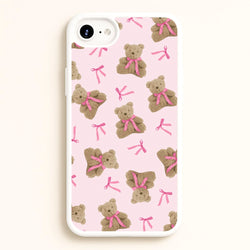 Coquette Teddy Bears And Bows Pattern  - Clean Girl Aesthetic Phone Case for iPhone 6 / 7 / 8 / SE