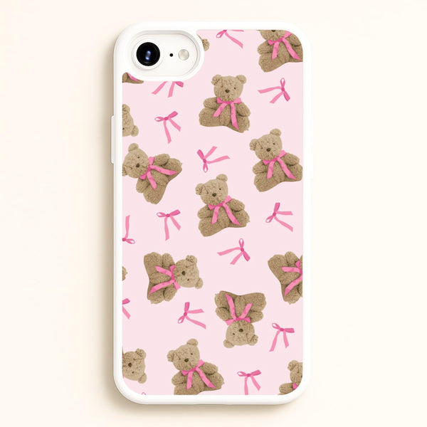 Coquette Teddy Bears And Bows Pattern  - Clean Girl Aesthetic Phone Case for iPhone 6 / 7 / 8 / SE