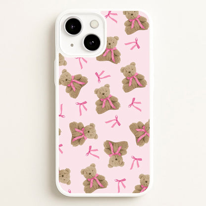 Coquette Teddy Bears And Bows Pattern  - Clean Girl Aesthetic Phone Case for iPhone 13 Mini