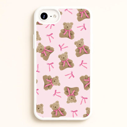 Coquette Teddy Bears And Bows Pattern  - Clean Girl Aesthetic Phone Case for iPhone 6 Plus / 7 Plus / 8 Plus