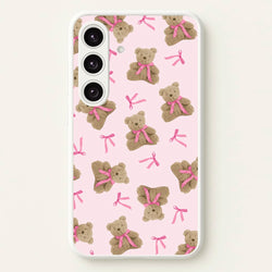 Coquette Teddy Bears And Bows Pattern  - Clean Girl Aesthetic Phone Case for Galaxy S24FE