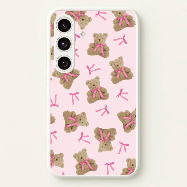 Coquette Teddy Bears And Bows Pattern  - Clean Girl Aesthetic Phone Case for Galaxy S24FE