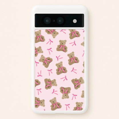 Coquette Teddy Bears And Bows Pattern  - Clean Girl Aesthetic Phone Case for Google Pixel 8