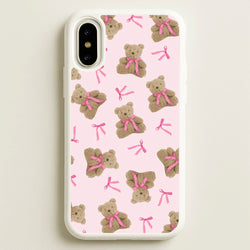 Coquette Teddy Bears And Bows Pattern  - Clean Girl Aesthetic Phone Case for iPhone X / XS