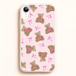 Coquette Teddy Bears And Bows Pattern  - Clean Girl Aesthetic Phone Case for iPhone XR