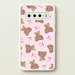 Coquette Teddy Bears And Bows Pattern  - Clean Girl Aesthetic Phone Case for Galaxy S10