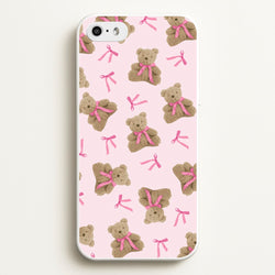 Coquette Teddy Bears And Bows Pattern  - Clean Girl Aesthetic Phone Case for iPhone 5 / 5s / SE 2016